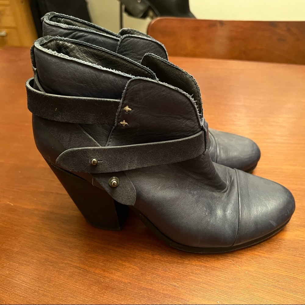 Rag & Bone Harrow navy leather booties size 38